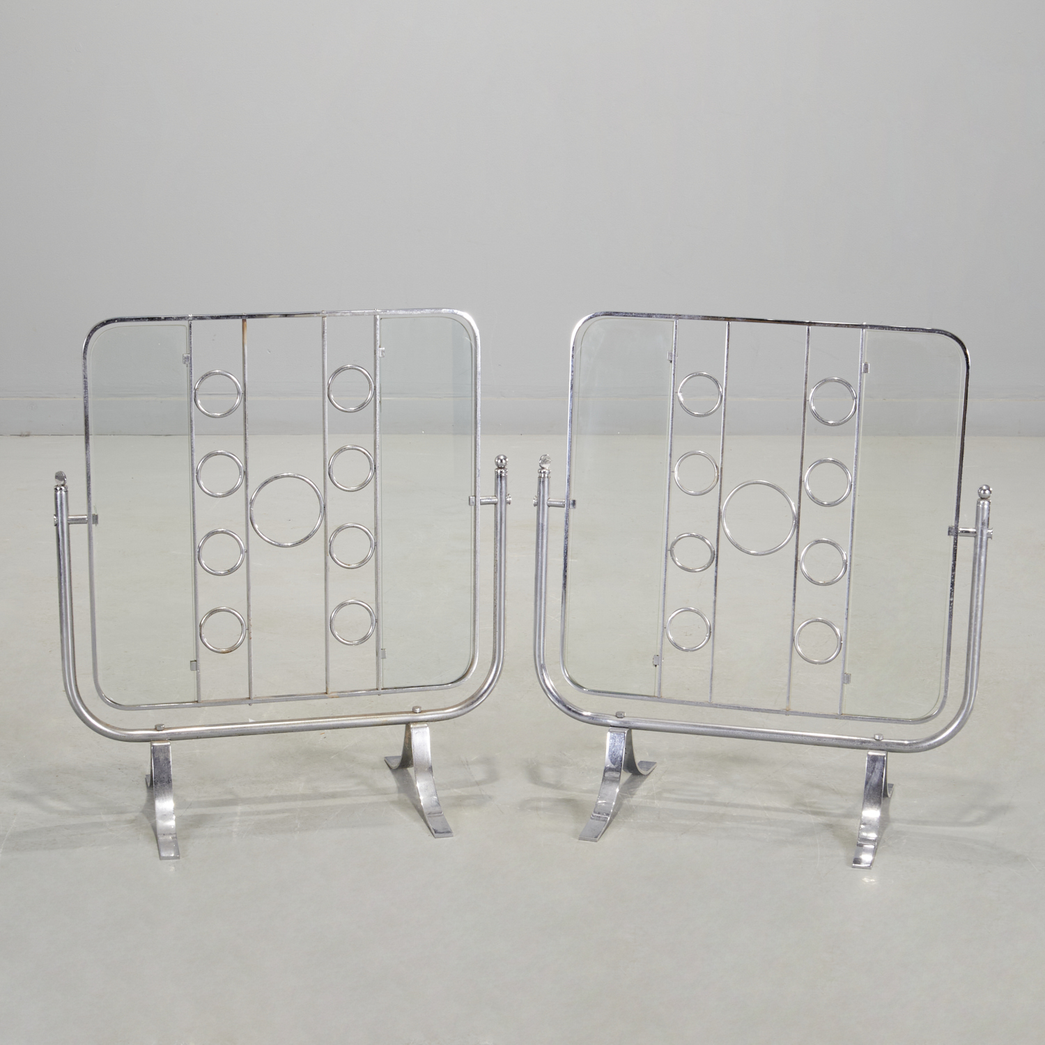 PAIR ART DECO CHROME AND GLASS