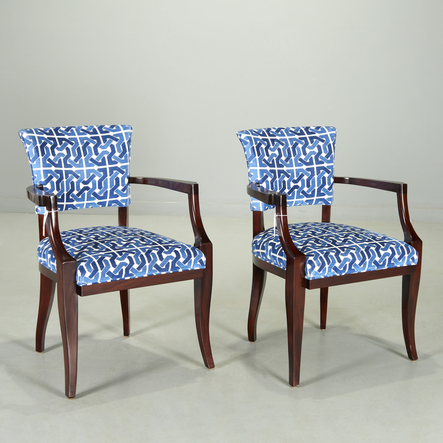 PAIR CONTEMPORARY DESIGNER UPHOLSTERED