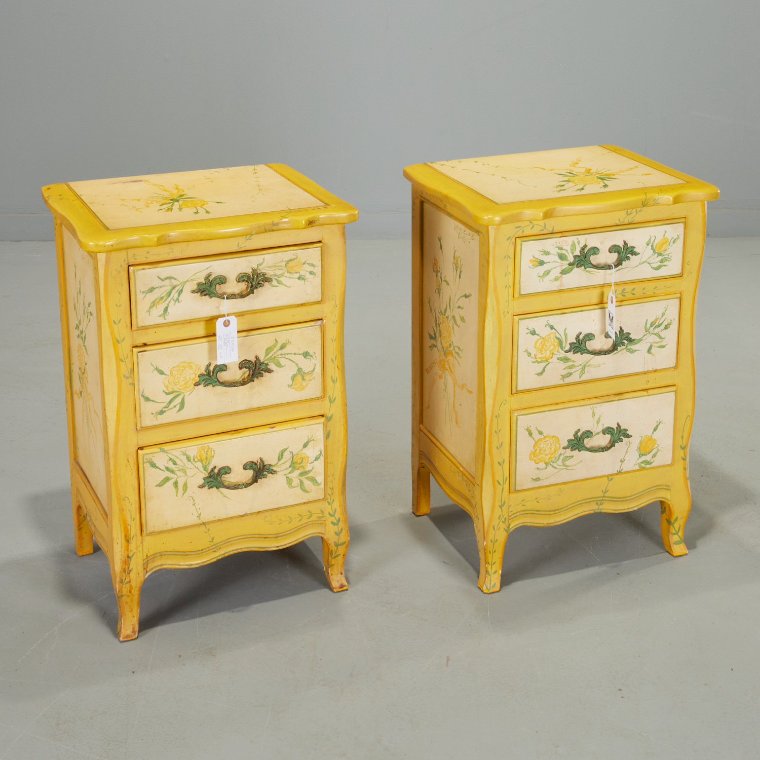 PAIR FRENCH STYLE PAINT DECORATED