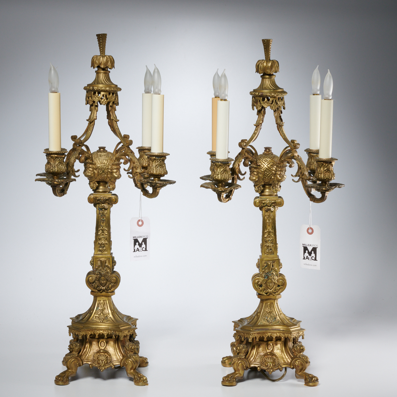 PAIR VICTORIAN BRONZE CANDELABRA 30becc