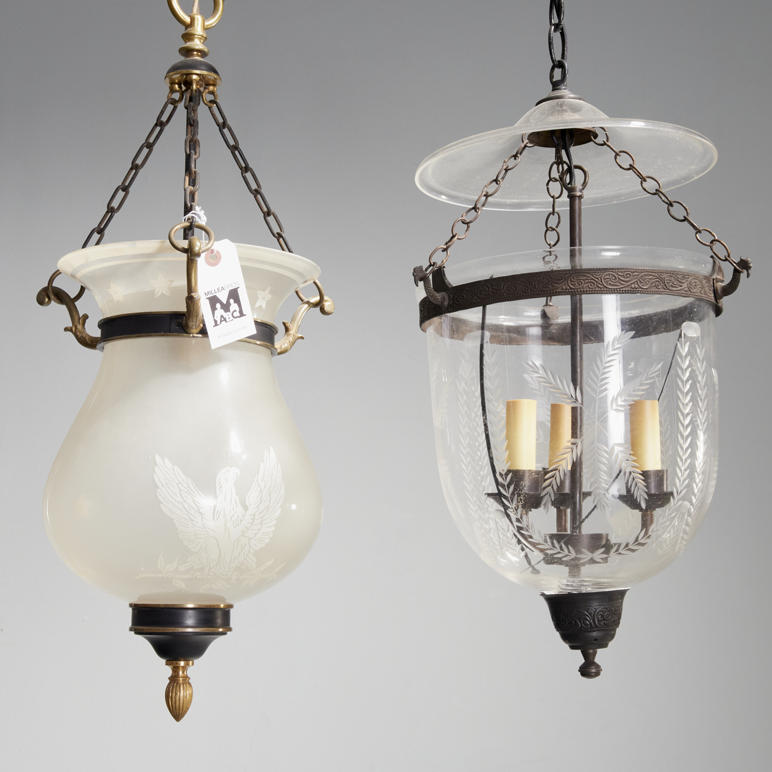 (2) FEDERAL STYLE GLASS BELL JAR