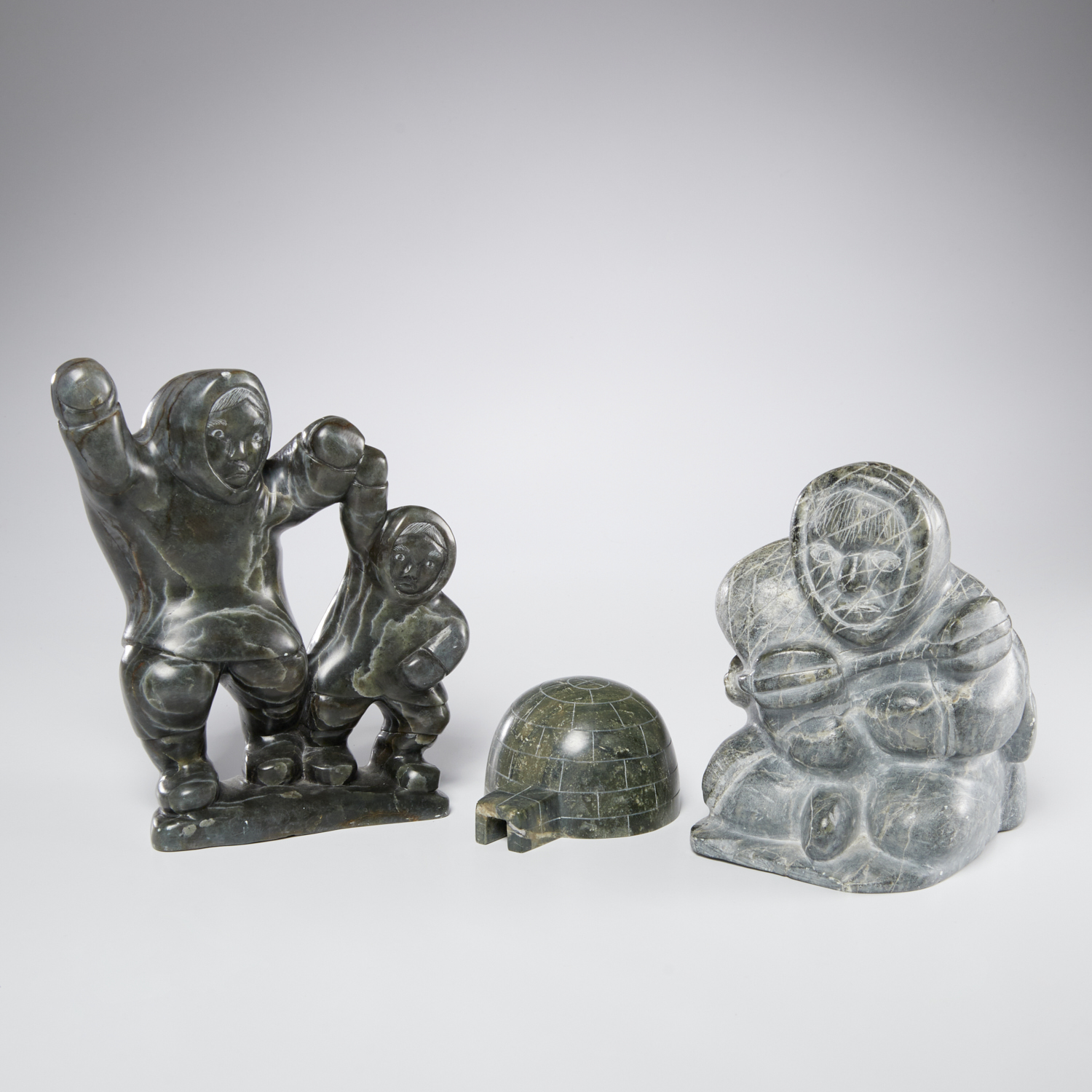  3 INUIT STONE SCULPTURES INCL  30bf31