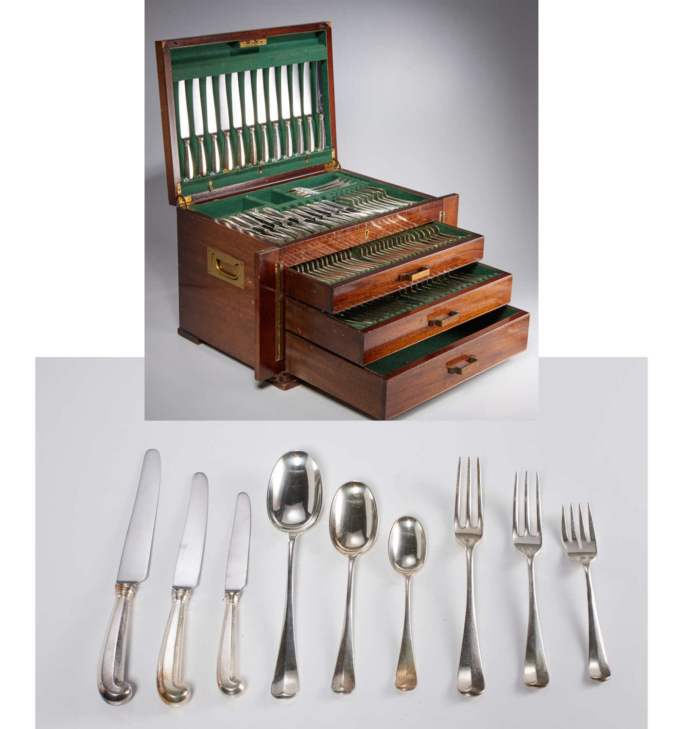 EXTENSIVE ENGLISH SILVER PLATED FLATWARE