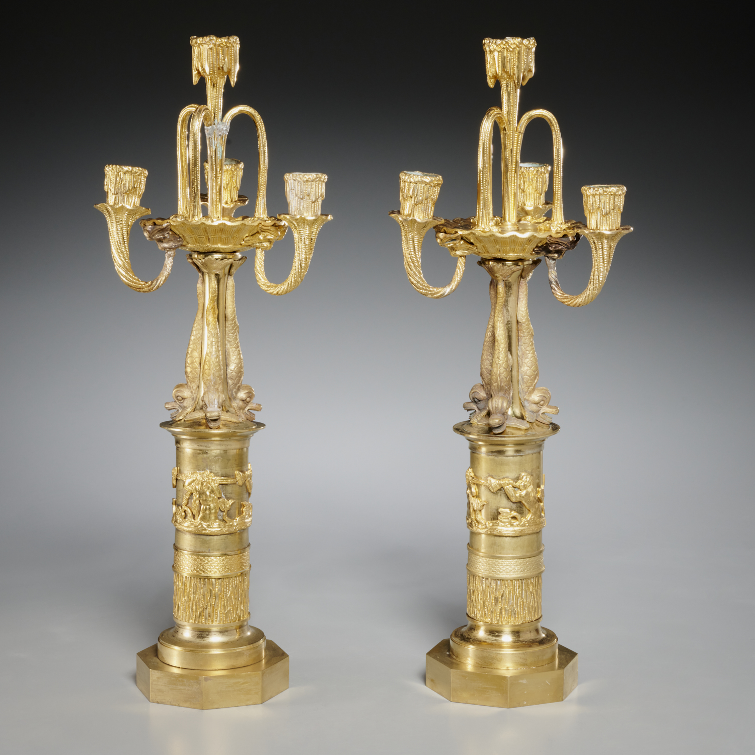 PAIR CONTINENTAL GROTTO STYLE BRONZE