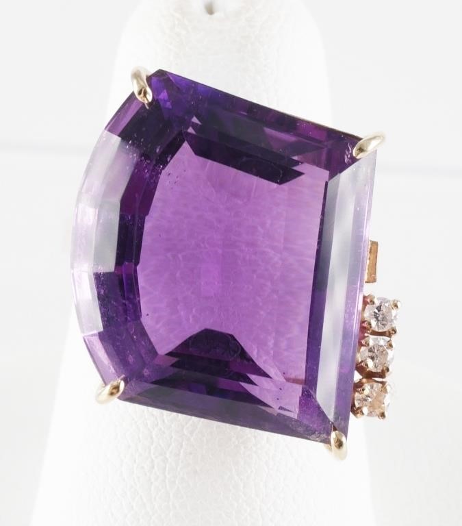 14K GOLD AMETHYST DIAMOND ASYMMETRICAL 30bf8a