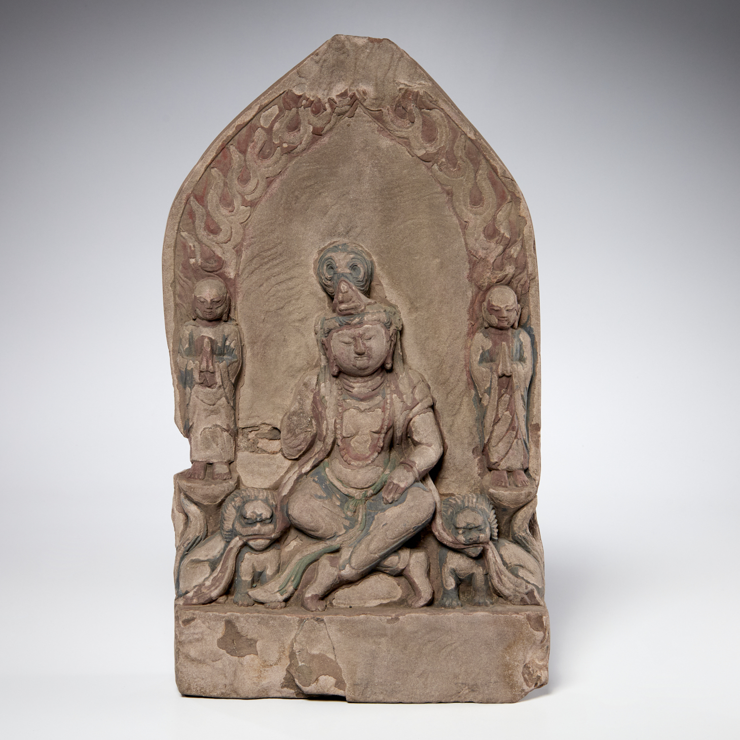 CHINESE CARVED SANDSTONE GUANYIN 30bfb9