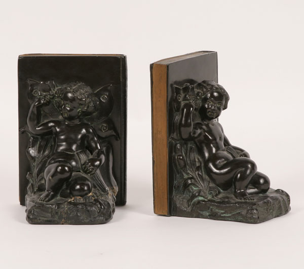 Pair of patinated metal bookends  4dffa