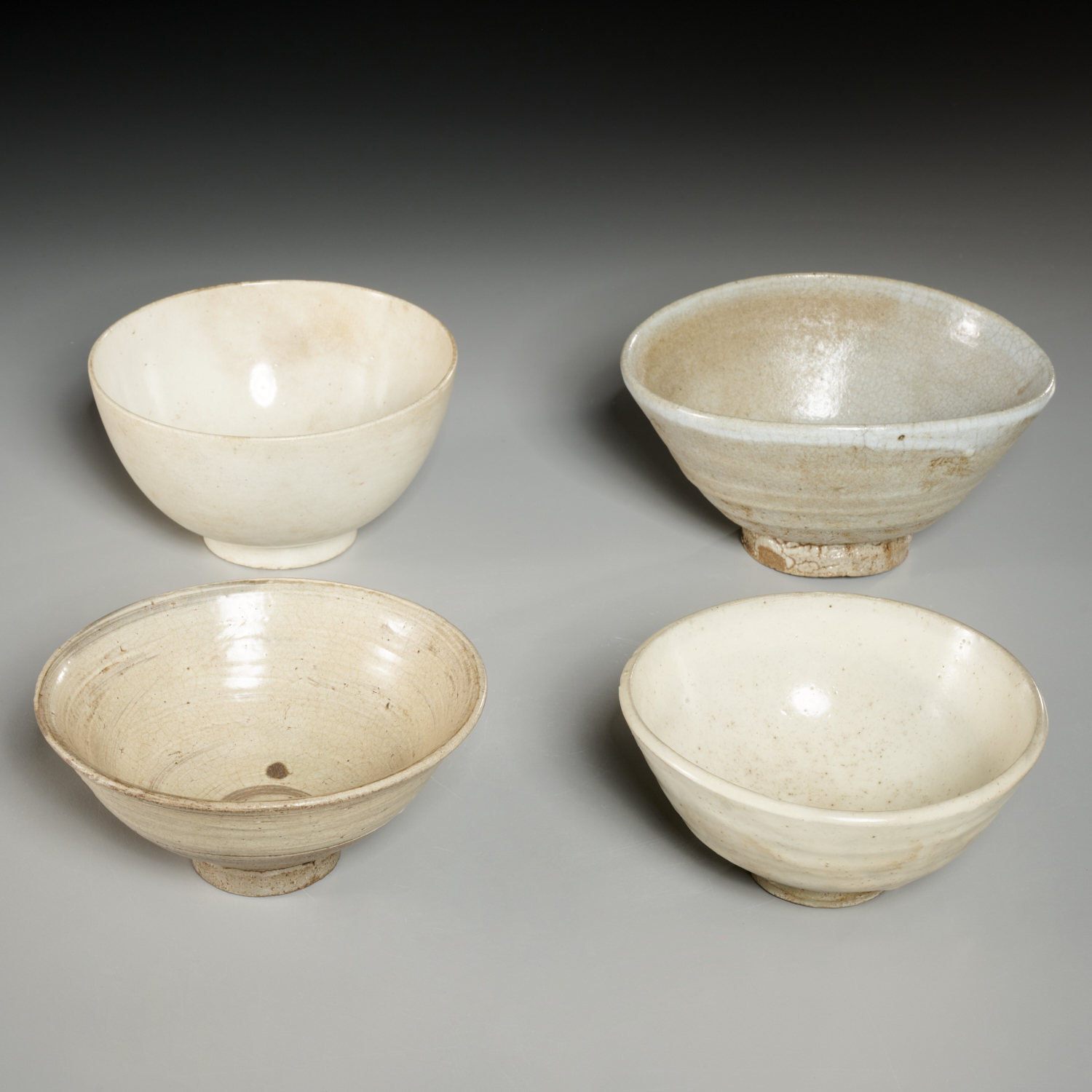 (4) ANTIQUE KOREAN POTTERY CHAWAN