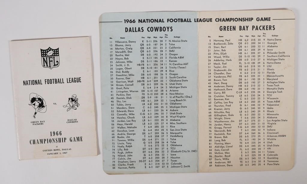 1966 NFL CHAMPIONSHIP GAME MEDIA GUIDEScarce