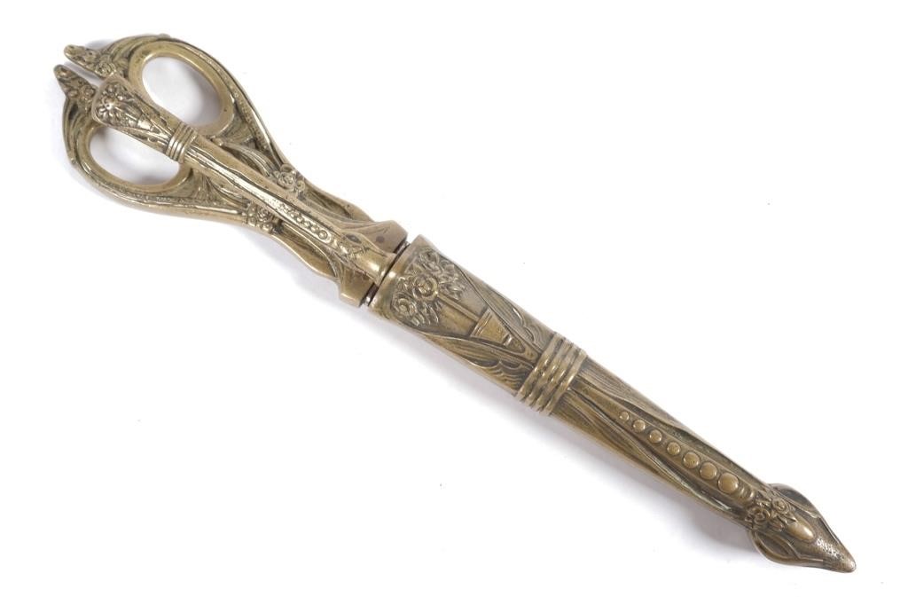 ORNATE ANTIQUE BRASS DESK SCISSORS 30c020