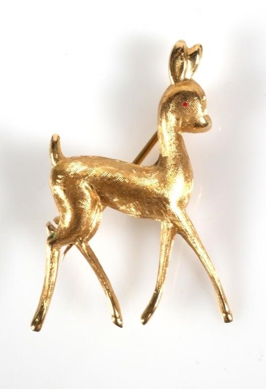 18K GOLD DEER FAWN PINVintage Italian 30c03f