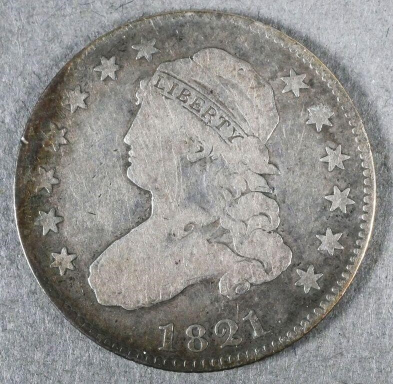 1821 US CAPPED BUST QUARTER 25CEarly 30c06a