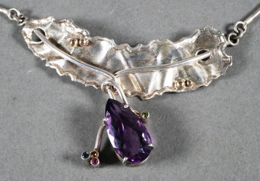 MODERNIST STERLING SILVER AMETHYST 30c073