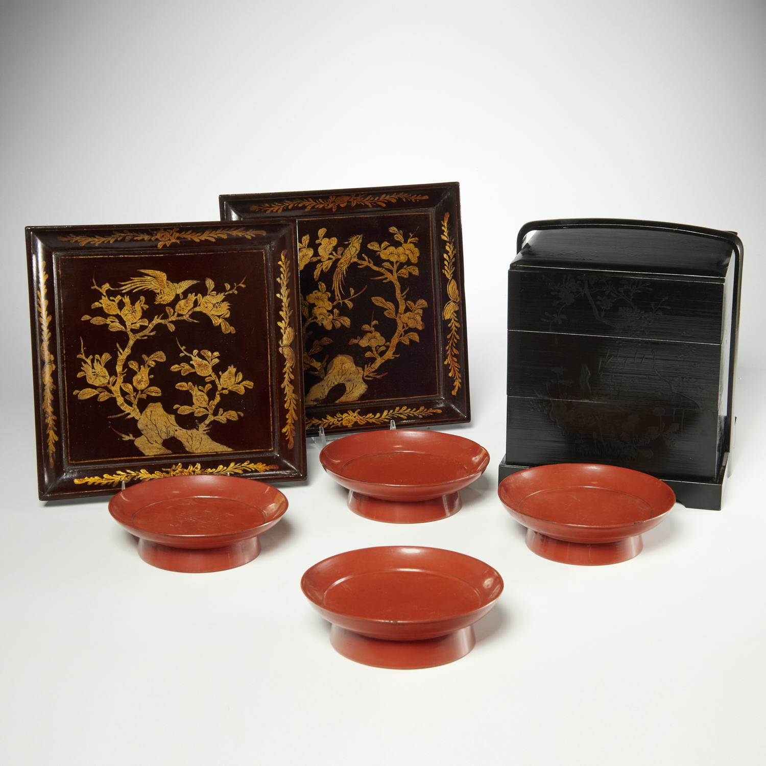  7 JAPANESE LACQUER WARES INCL 30c07f