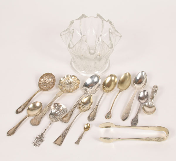 Thirteen spoons; various styles,
