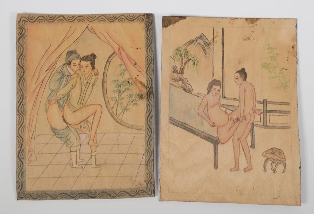 TWO JAPANESE VINTAGE EROTIC SKETCHES