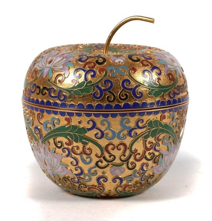 CHINESE CLOISONNE APPLE BOXChinese