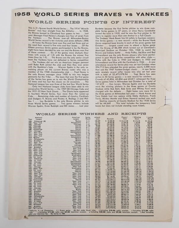 1958 WORLD SERIES SCORE CARD, MANTLE