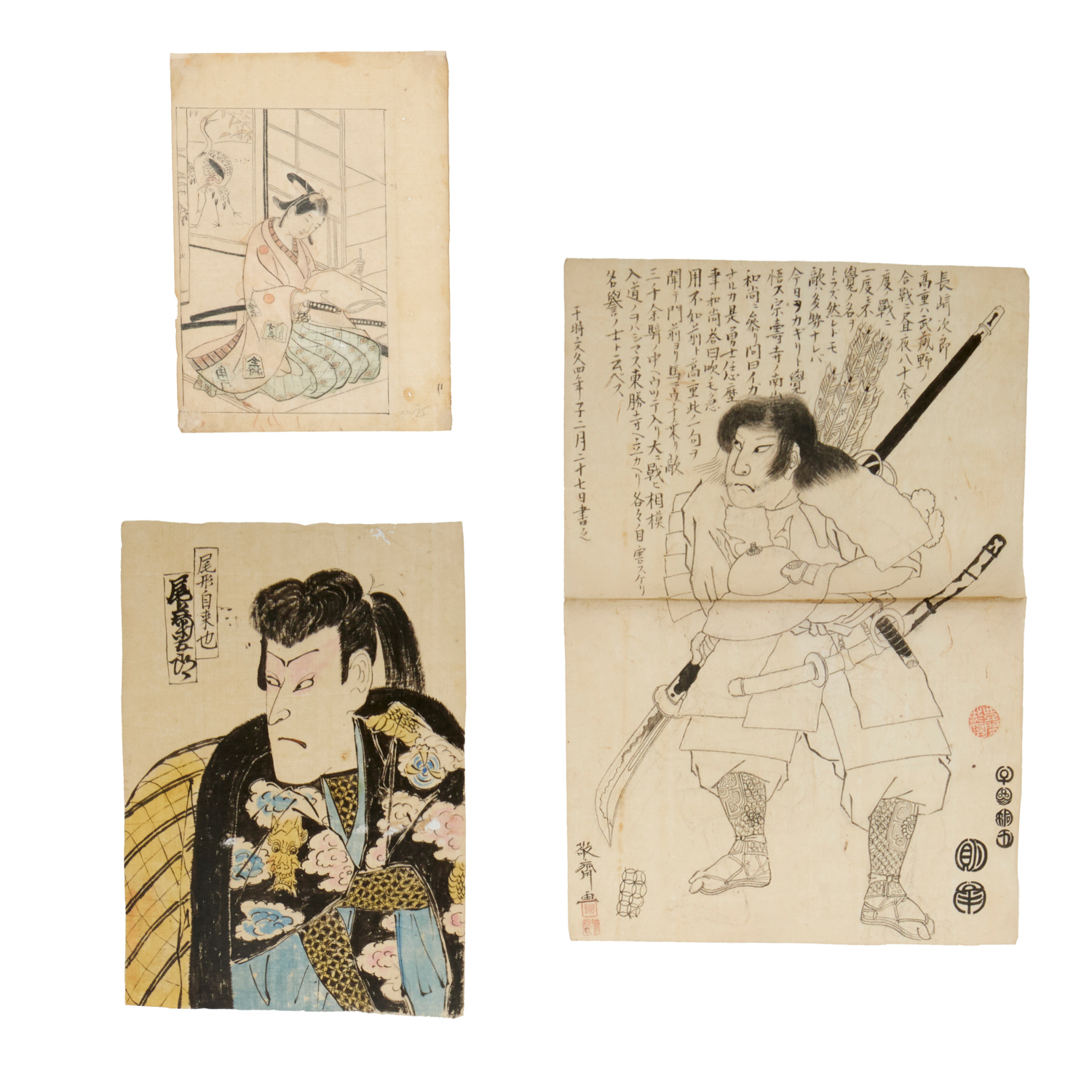 (3) JAPANESE ORIGINAL WOODBLOCK