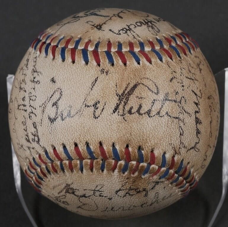 BABE RUTH LOU GEHRIG TEAM SIGNED BASEBALLAmerican