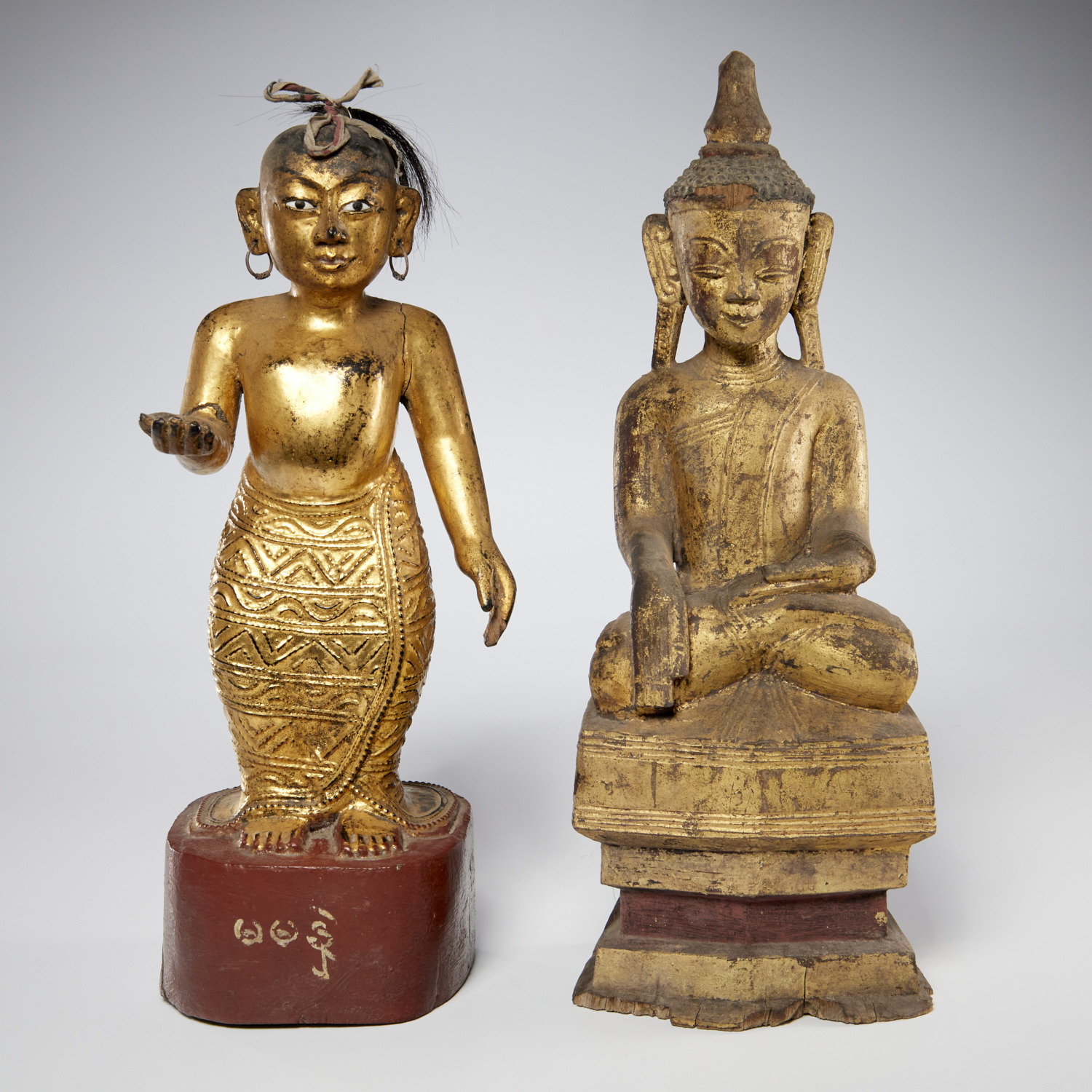 (2) SOUTHEAST ASIAN GILTWOOD BUDDHIST