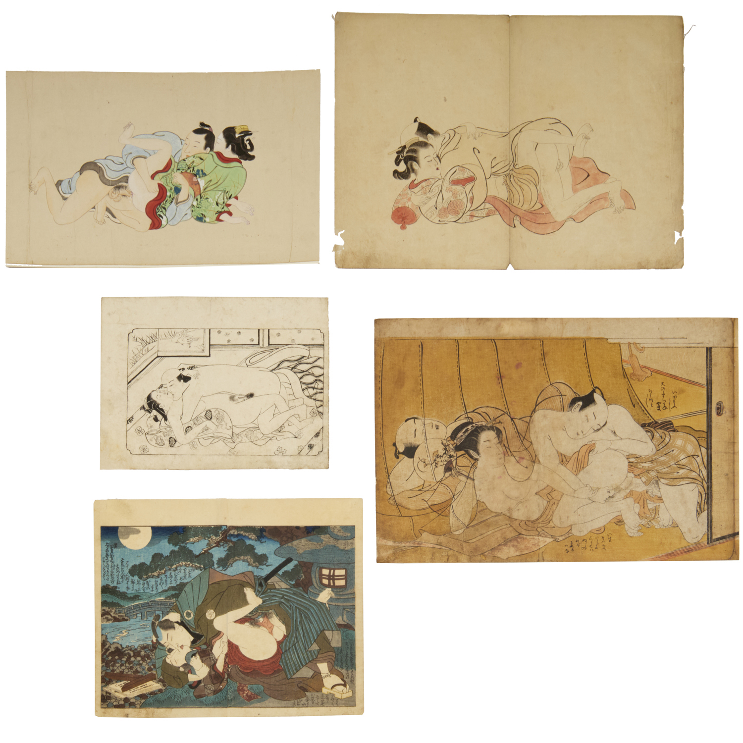  5 JAPANESE EROTIC WOODBLOCKS 30c16a