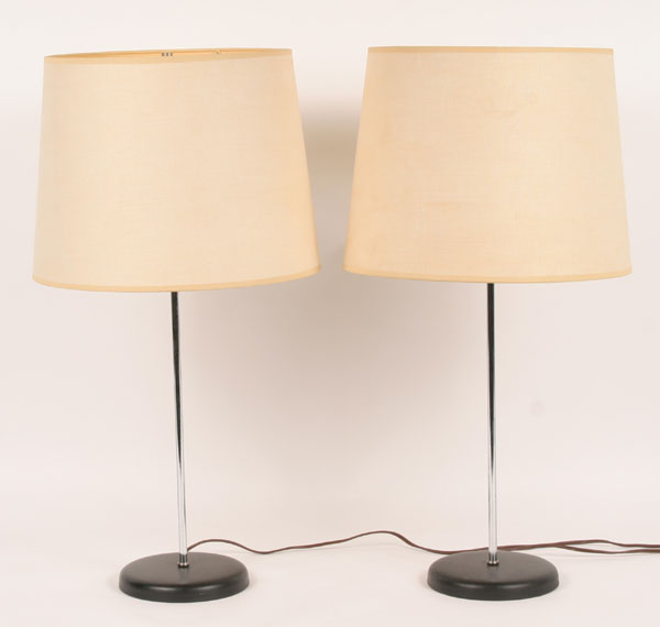 Pair of modern chrome table lamps;