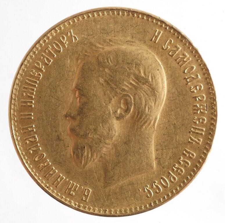 GOLD RUSSIA 1901 TEN RUBLE COIN10 30c1d5
