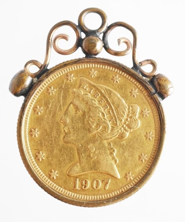 GOLD US $5 HALF EAGLE LIBERTY COIN1907-D