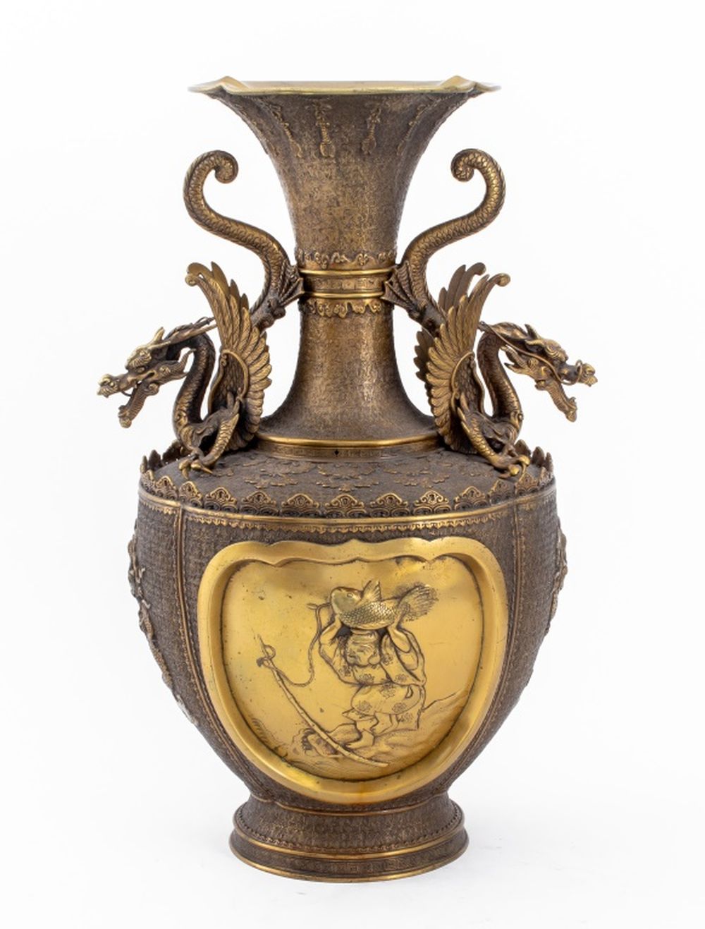 JAPANESE BRASS DRAGON VASE Japanese