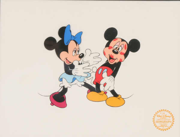 Disney serigraph depicting Minnie smooching
