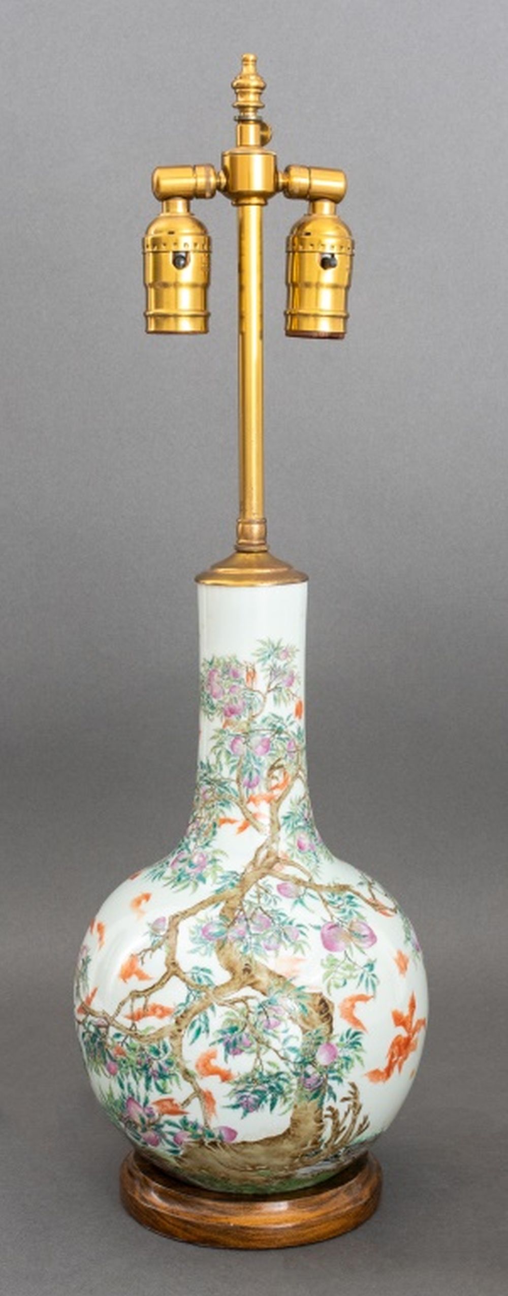 CHINESE BAT & PEACH PORCELAIN VASE