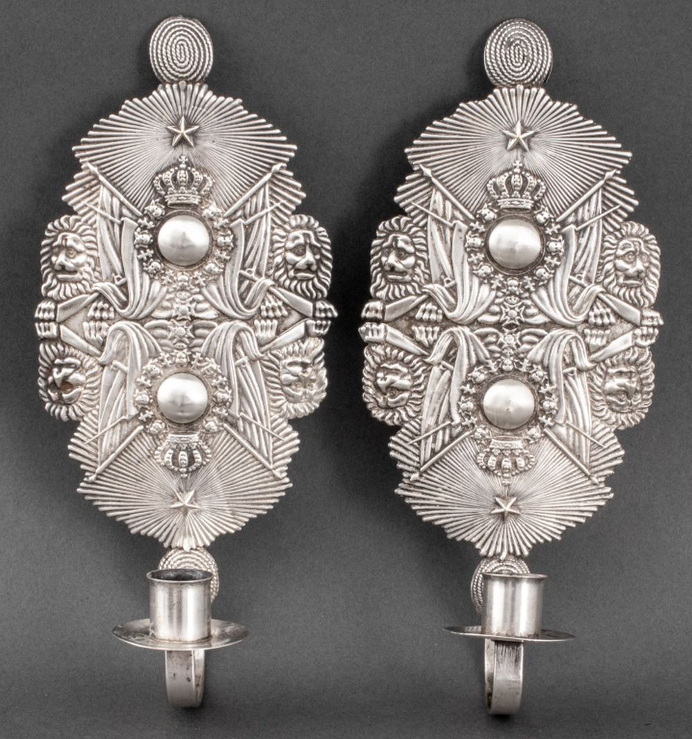 SWEDISH SILVER PLATED SCONCES  30c34f