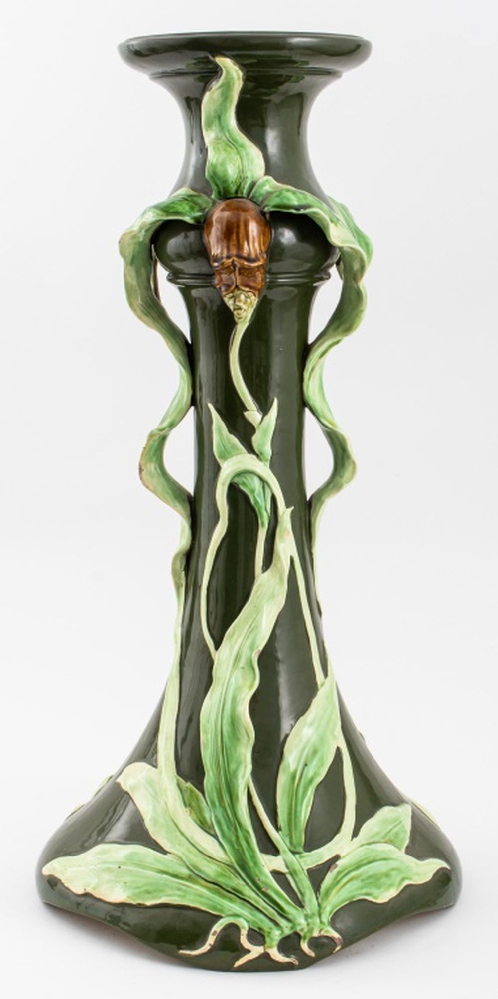 ART NOUVEAU MAJOLICA CERAMIC PLANT