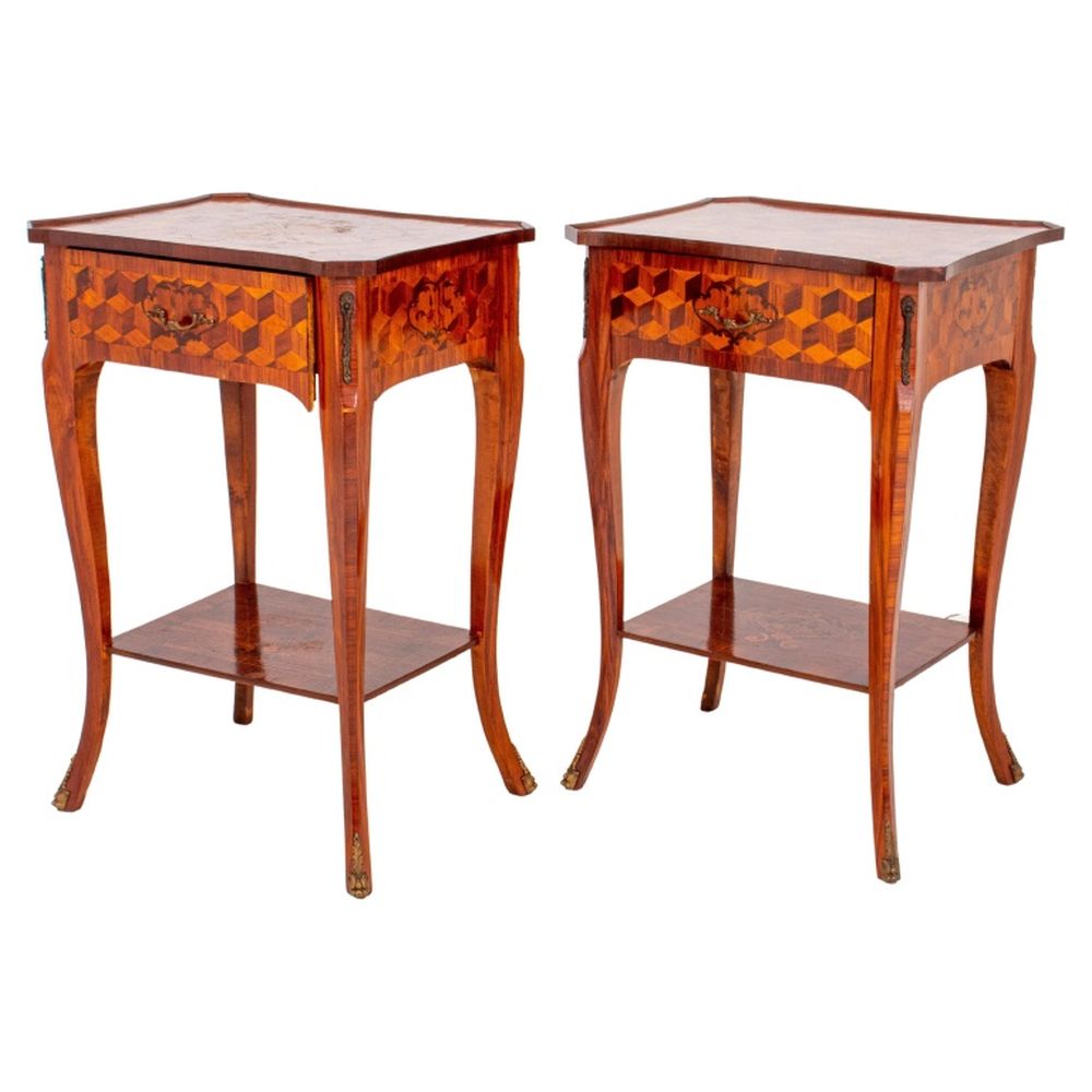 LATE LOUIS XV STYLE MARQUETRY TABLES,