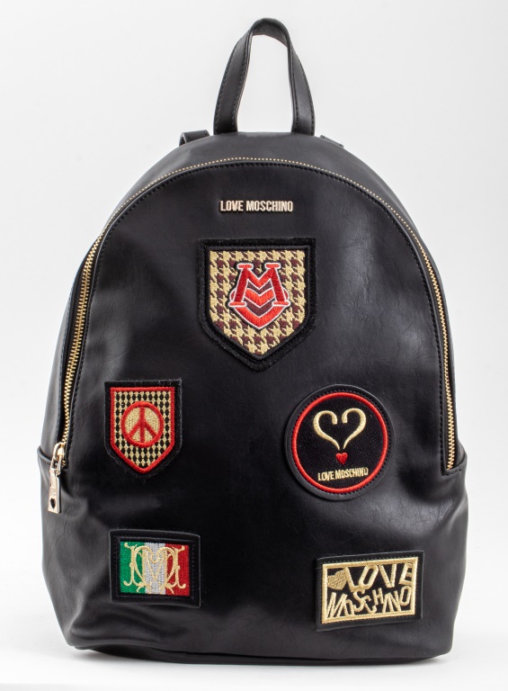 LOVE MOSCHINO PATCH BLACK LEATHER