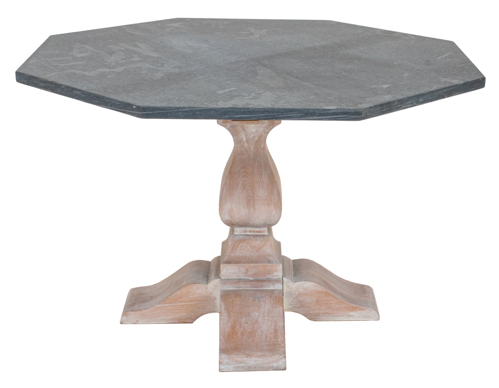 OCTAGONAL SLATE TOP TABLE W CERUSED 30c3b8