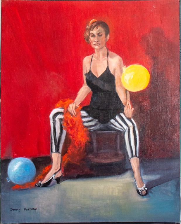 PENNY PURPURA CABARET LADY OIL PAINTING