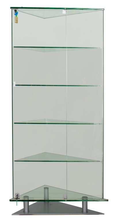 MODERNIST GLASS CORNER VITRINE 30c3f0