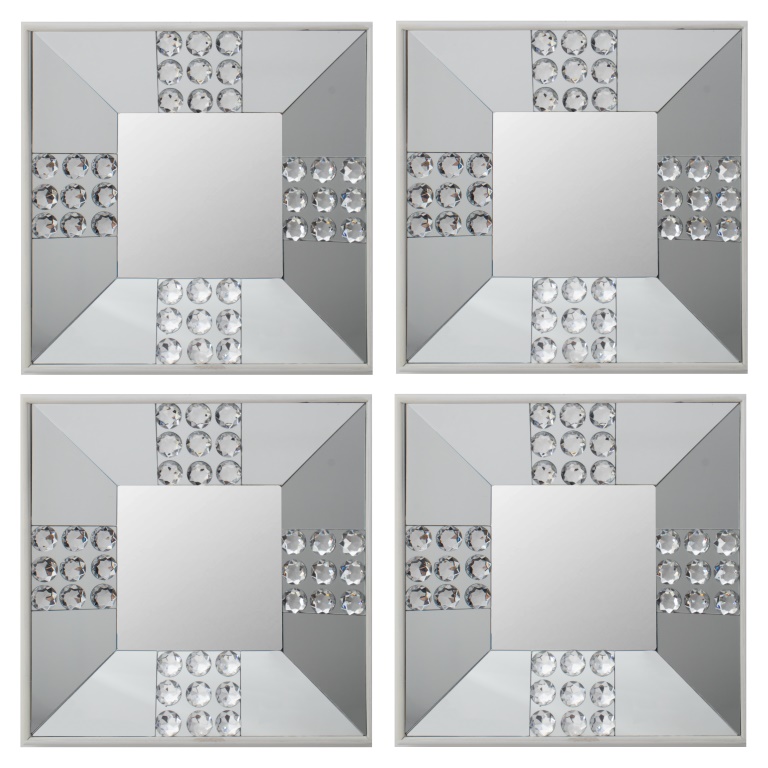 MODERN WHITE WOOD SQUARE FORM MIRRORS,