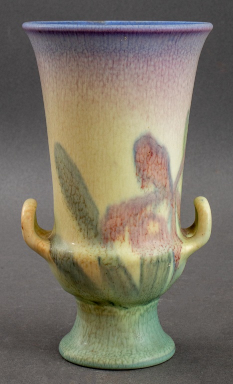 ROOKWOOD POTTERY VELLUM FLORAL VASE,