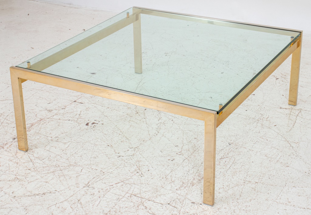 MODERN BRASS AND GLASS LOW TABLE  30c48f