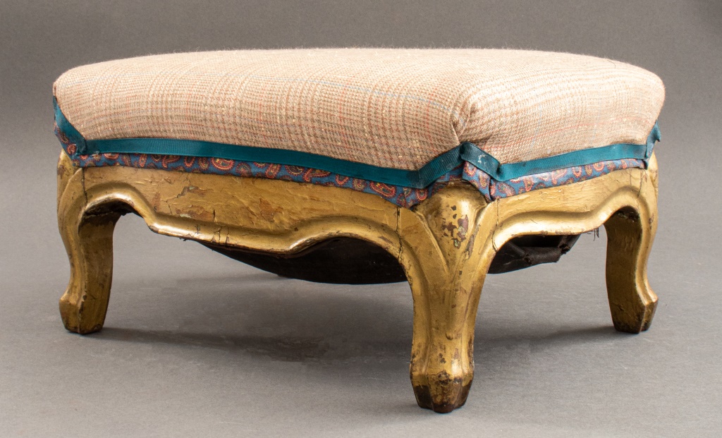 LOUIS XV STYLE GOLD-PAINTED FOOTSTOOL