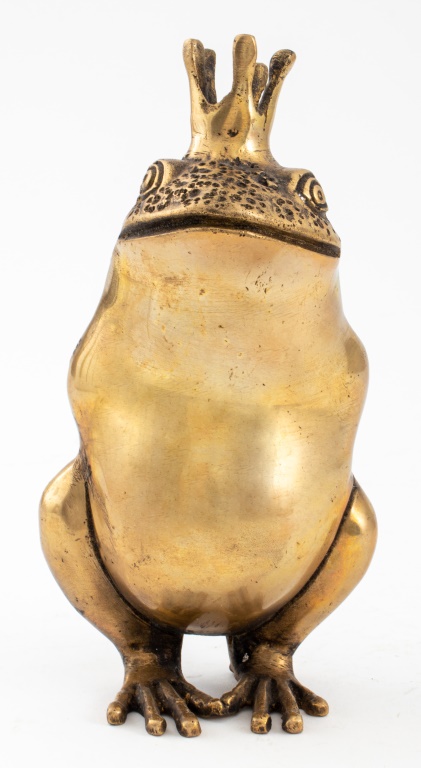 MID CENTURY MODERN BRASS FROG PRINCE 30c512