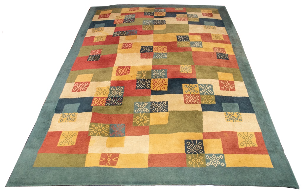 MID CENTURY PATCHWORK RUG CARPET  30c50a