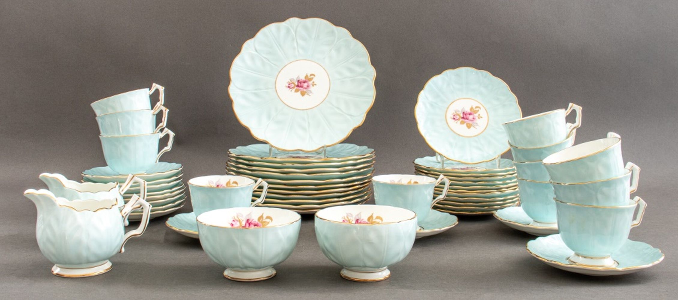 AYNSLEY CHINA AQUAMARINE CROCUS SERVICE