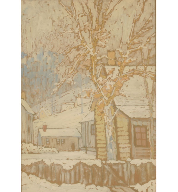 Impressionist watercolor, winterscape