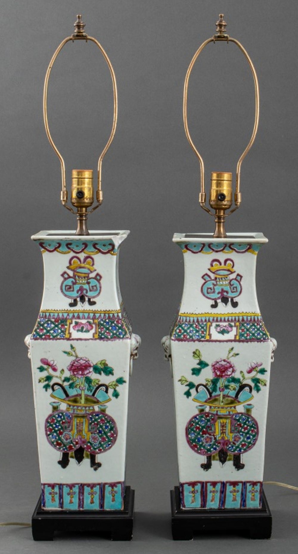 CHINESE CERAMIC VASES MOUNTED AS