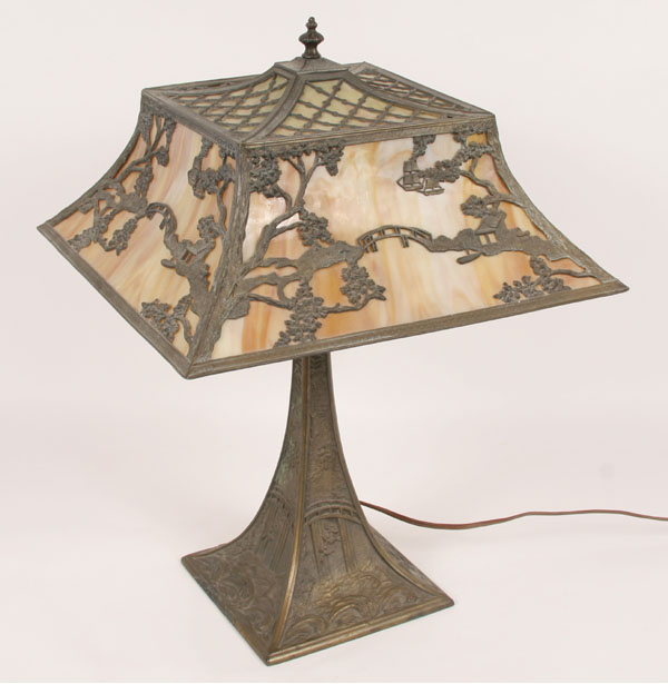 Unusual slag glass lamp angled 4e09a