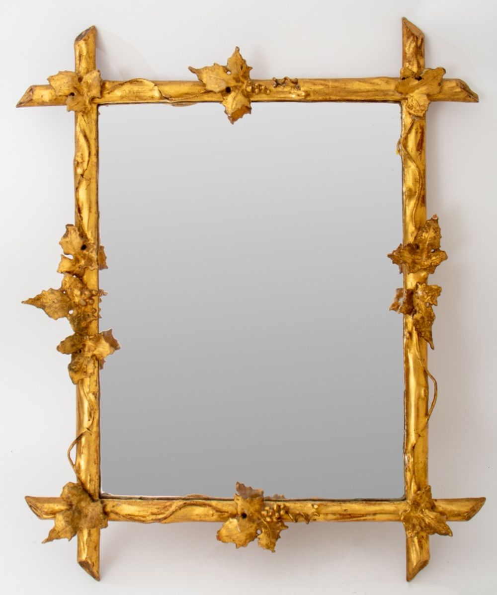 RUSTIC STYLE GILTWOOD MIRROR, 19TH